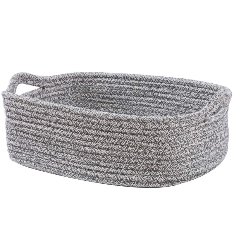 CIKI HOME Woven Cotton Rope Storage Basket, Cube Changing Table Organizer for Closet Towels, Baby Nursery Bin, Small Dog Cat Toy Box, Gift Baskets empty (14.5"x 11"x 5") by CIKI HOME - Image 1